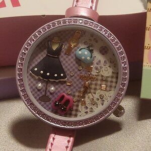 Mini Brand Handcrafted Watch - Clothing Boutique Theme with Thin Pink Band